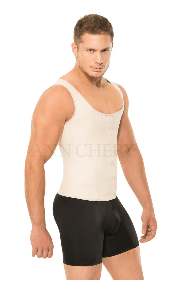 Men Slimming Compression Body Shaper Corset Vest With Side Hooks